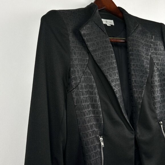 Kate Rosy Petite | Black Blazer Jacket | Faux Crocodile Panel | Size PL - Picture 3 of 15